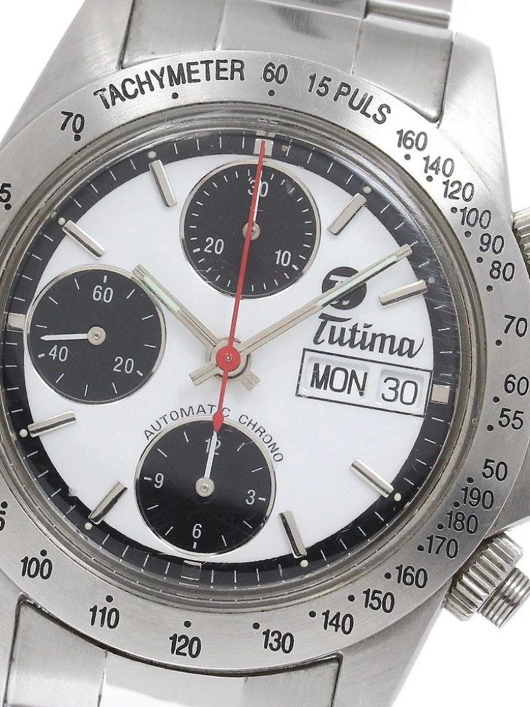Tutima 7750 Chronograph White  Black Dial Automatic Mens Watch962962